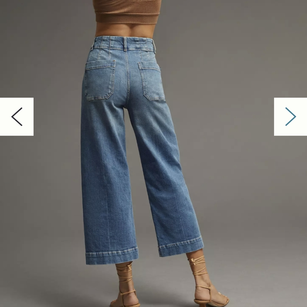 Pilcro Blue Wide Leg Cropped Jeans - Picture 3 of 16